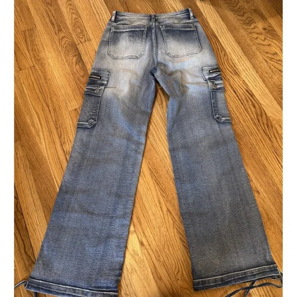 Nwt Womens Flamingals Cargo Drawstring Jeans Ladies Small - Picture 2 of 2